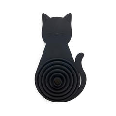 Balvi Embudo Meow Color negro Plegable e imantado, con forma de gato Silicona