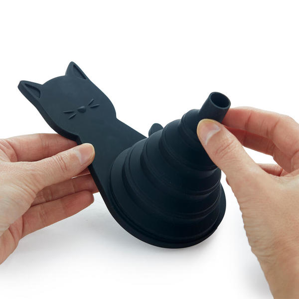 Balvi Entonnoir Meow Couleur noir Pliable, aimanté et en forme de chat Silicone