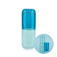 Balvi Botella & Vaso Water Pill Color azul Una píldora para calmar la sed Vidrio 550ml