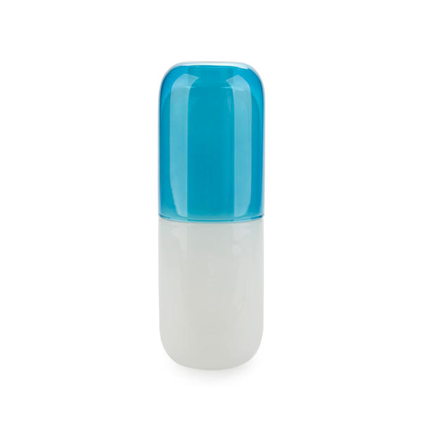 Balvi Botella & Vaso Water Pill Color blanco/azul Una píldora para calmar la sed Vidrio 550ml