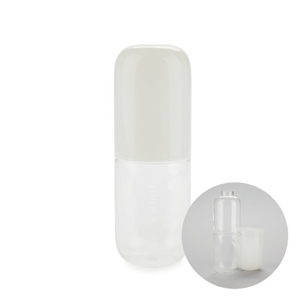 alvi Botella & Vaso Water Pill Color transparente/blanco Una píldora para calmar la sed Vidrio 550ml