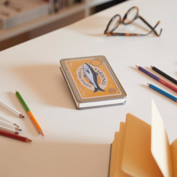 alvi Notebook Conserverie Sardines Yellow colour Unique notebook shaped like a vintage sardine tin M