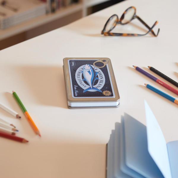 alvi Notebook Conserverie Thon Blue colour Unique notebook shaped like a vintage salmon tin Metal/pa