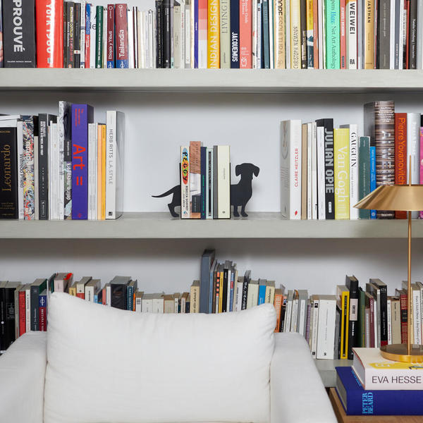 alvi Sujetalibros Teckel Color negro Soporte para Libros de Estantería en Forma de Perro 2 Unidades