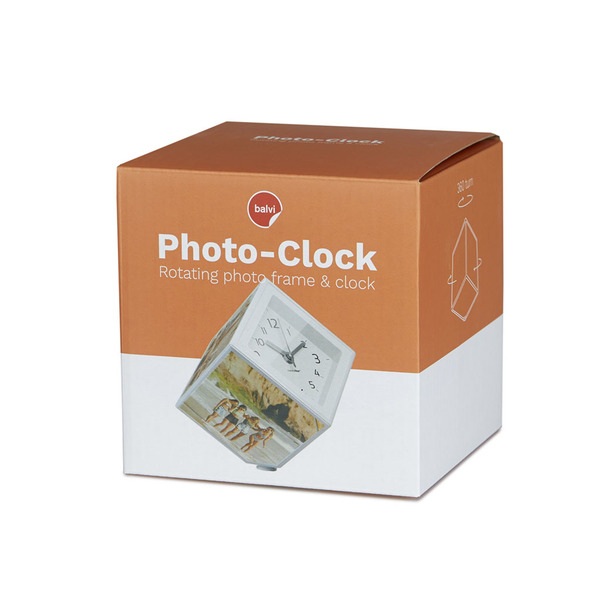 Balvi - Photo Clock marco de fotos y reloj giratorio, 5 fotos de 10x10 cmMarco de fotos giratorio