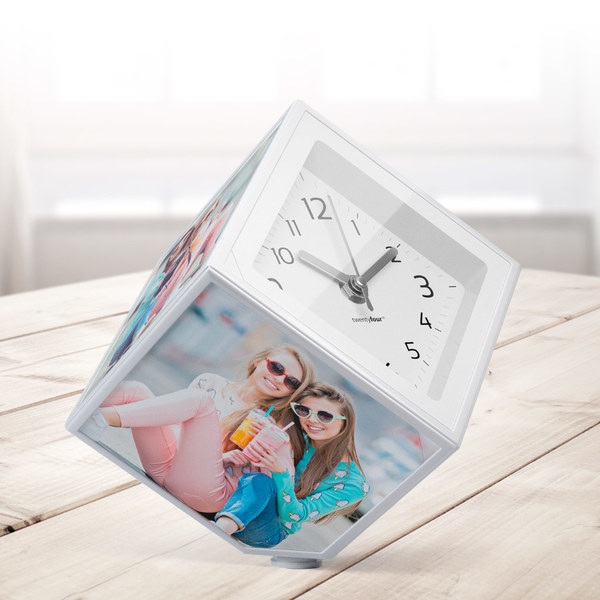 Balvi - Photo Clock marco de fotos y reloj giratorio, 5 fotos de 10x10 cmMarco de fotos giratorio