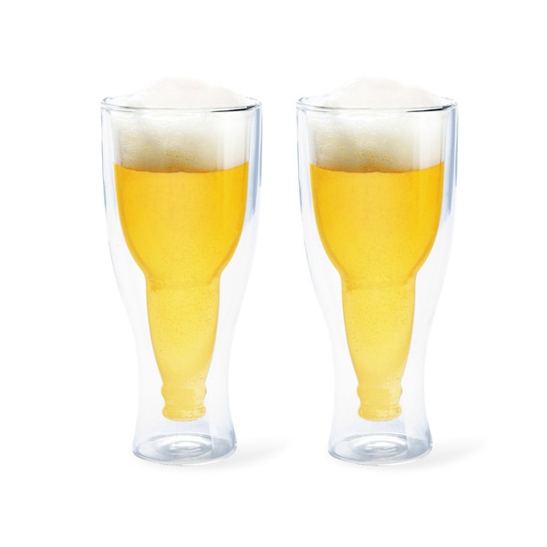 alvi Beer glass Gravity Set of two 400 mL glasses Double wall It keeps the cold Shaped bottle upside