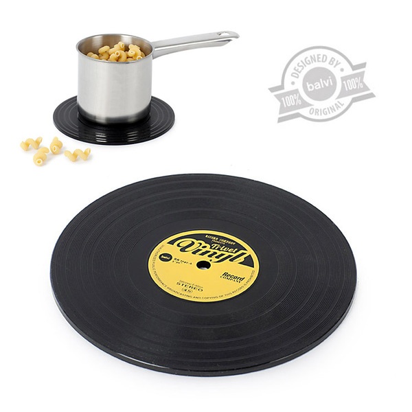 Balvi Untersetzer Vinyl Farbe Schwarz In Form einer Vinyl-Schallplatte Silikon 15 cmPRAKTISCH