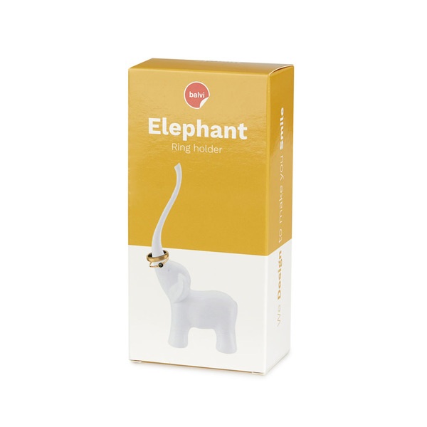 Balvi - Elephant porta anillos con forma de elefante blanco