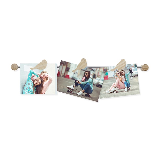 Balvi photo holder Birdies Natural colour It is magnetic Can hold 3 photos Metal/wood 39 cmORIGINAL