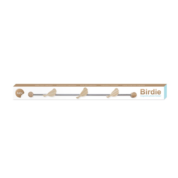 Balvi photo holder Birdies Natural colour It is magnetic Can hold 3 photos Metal/wood 39 cmORIGINAL