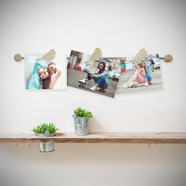 Balvi photo holder Birdies Natural colour It is magnetic Can hold 3 photos Metal/wood 39 cmORIGINAL
