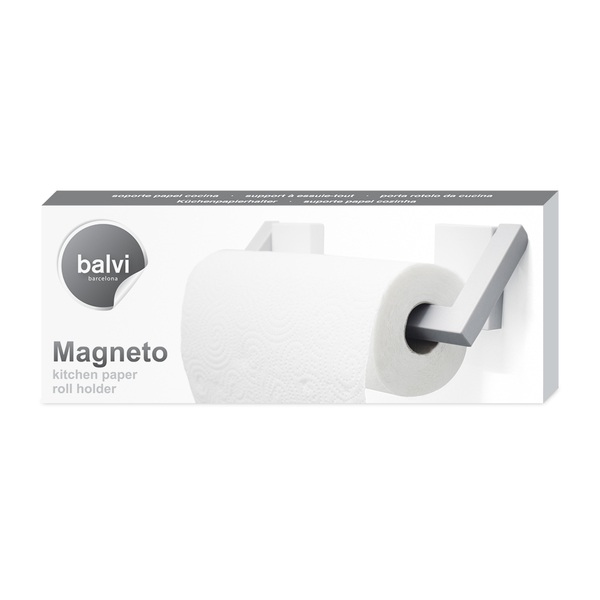 alvi Support à essuie-tout Magneto Couleur Blanc / Gris Porte rouleau essuie-tout magnétique Plastiq
