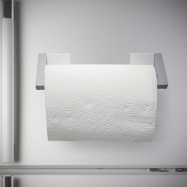 alvi Support à essuie-tout Magneto Couleur Blanc / Gris Porte rouleau essuie-tout magnétique Plastiq