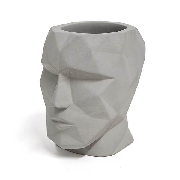 Balvi Portalápices The Head Color gris Forma de cabeza Silueta geométrica CementoFUNCIONAL