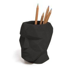 Balvi Pen holder The Head Black colour Shapped like a Head Geometric silhouette CementFUNCTIONAL