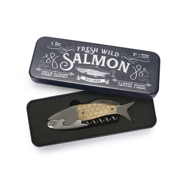 alvi Sacacorchos Wild Salmon Abrebotellas y herramienta multiusos Con caja metálica Acero/madera DIS