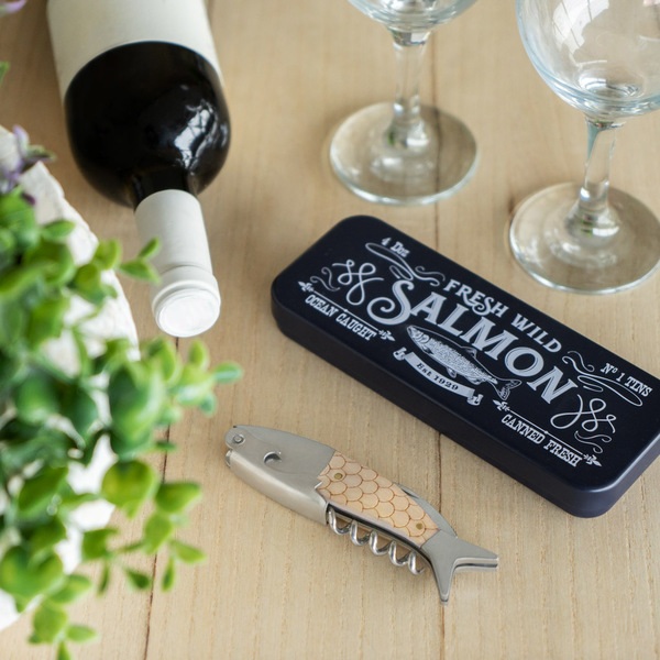 alvi Sacacorchos Wild Salmon Abrebotellas y herramienta multiusos Con caja metálica Acero/madera DIS