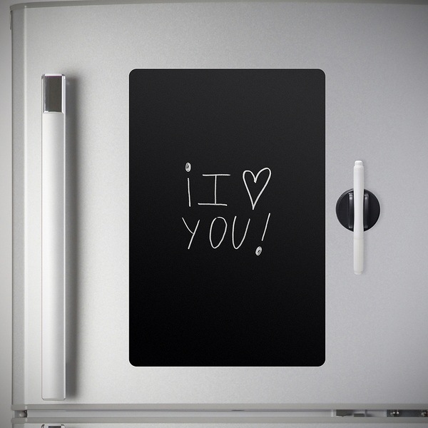 alvi Tableau frigo Noir Couleur noir Magnétique Avec un stylo et une gomme Plastique pp 42 x 30 cmEN