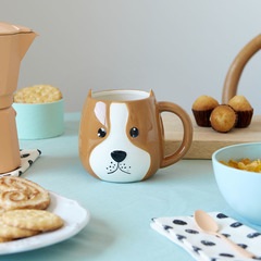 alvi Mug Woof! Cup-shaped dog's head 400ml capacity Dishwasher safe and microwave CeramicGREAT CAPAC