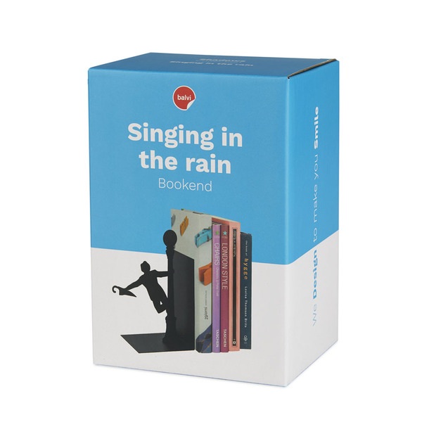 Balvi Bücherstütze Singing In The Rain Farbe schwarz Dekorativ MetallDEINE BÜCHER SIND IN SICHERHEIT