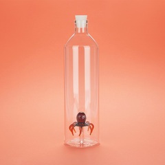 alvi - Octopus Balvi Botella Octopus Con figura en forma de pulpo naranja en el interior Borosilicat