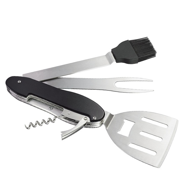 alvi Multiherramienta barbacoa Multi BBQ Color negro 5 hermientas Plegable Acero/aluminioMUY PRÁCTIC