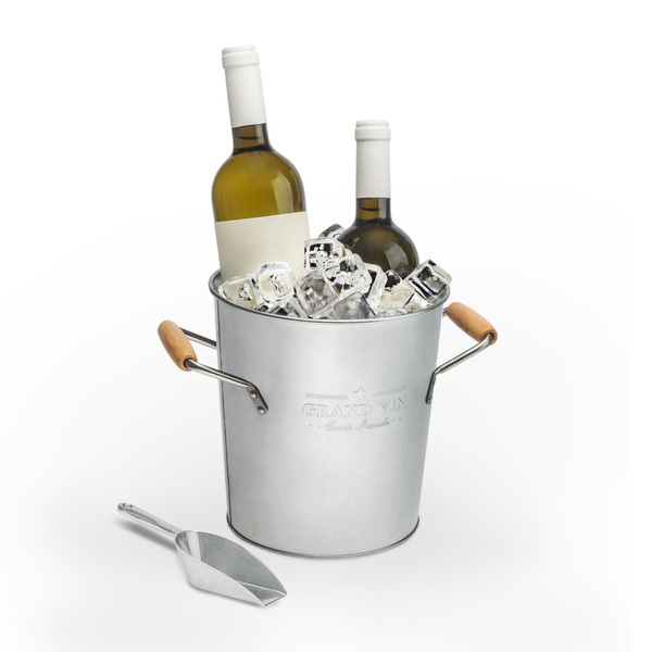 alvi Wein- und Getränkekühler Grand Vin Doppelwandig Mit Deckel und Eisschaufel Aus verzinktem Metal