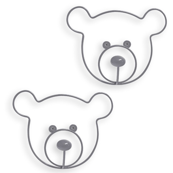alvi Appendino parete The Cat Colore Grigio Set di 2 appendiabiti con forma di testa di orso Ferro C