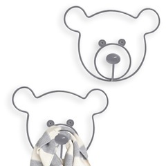 alvi Colgador pared The Bear Color gris Set de 2 colgadores Con forma de cabeza de oso HierroCONTENI