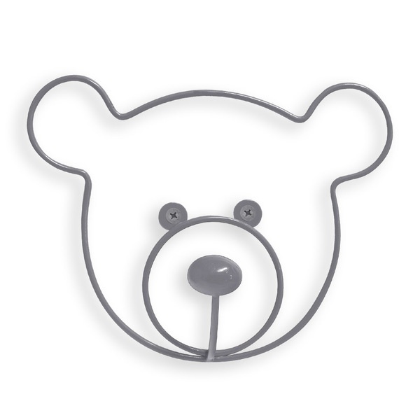 alvi Appendino parete The Cat Colore Grigio Set di 2 appendiabiti con forma di testa di orso Ferro C