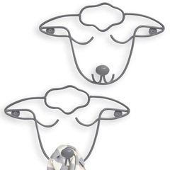 alvi Colgador pared The Sheep Color gris Set de 2 colgadores Con forma de cabeza de oveja HierroCONT