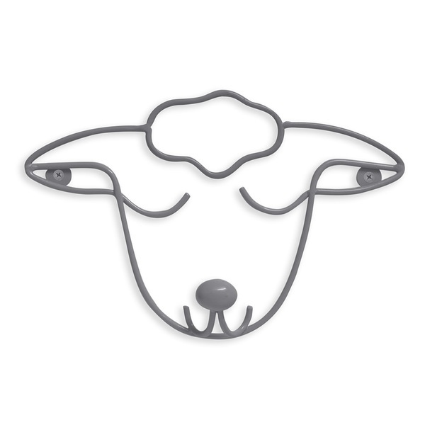 alvi Appendino parete The Cat Colore Grigio Set di 2 appendiabiti con forma di testa di pecora Ferro