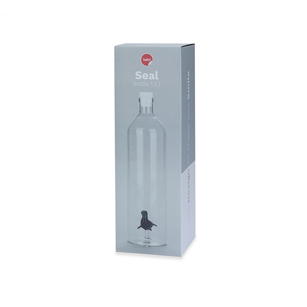 alvi Bottiglia Seal per l'acqua Figura di una foca all'interno Con tappo in silicone Borosilicato 30