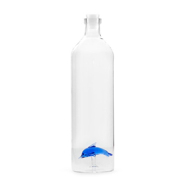 alvi - Doplhin Balvi Botella Doplhin Con figura en forma de delfín azul en el interior Borosilicato