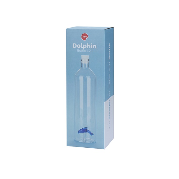 alvi - Doplhin Balvi Botella Doplhin Con figura en forma de delfín azul en el interior Borosilicato