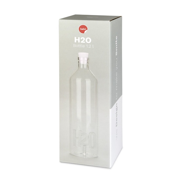 alvi - H2O Balvi Botella H2O Con letras formando la fómula química del agua en el interior Borosilic