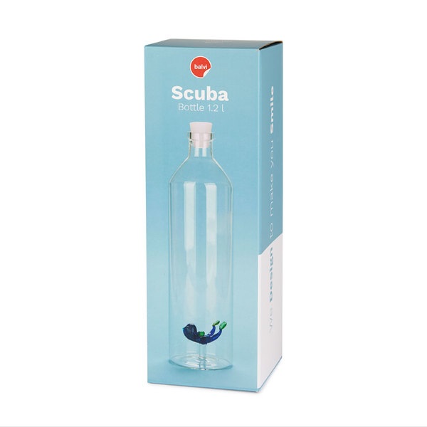 alvi - Scuba Balvi Botella Scuba Con figura en forma de submarinista azul y verde en el interior Bor