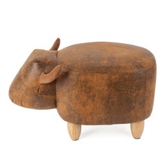 Balvi Tabouret La Vache Couleur marron En forme de vache Pattes en bois Bois/simili-cuirPOLYVALENT