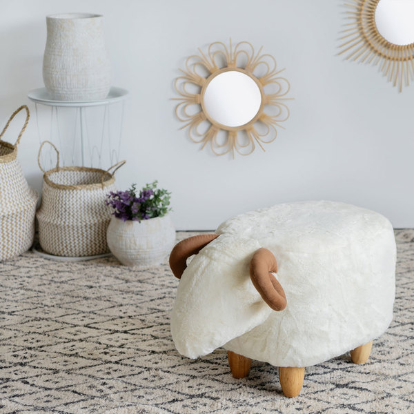 Balvi Stool Le Mouton White colour Shaped like sheep Wooden legs Wood/leatheretteVERSATILE