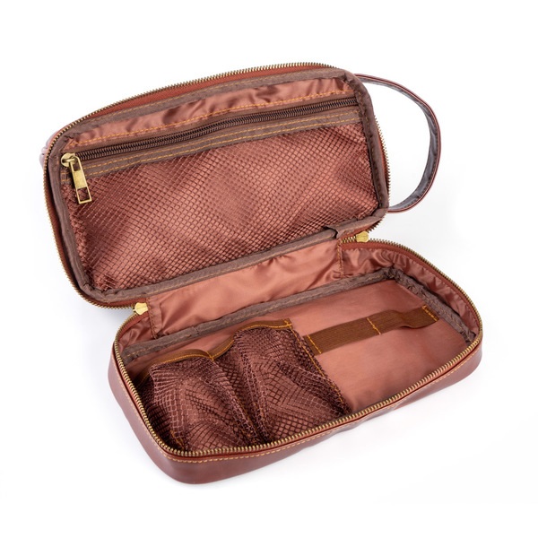 alvi Trousse de toilette l'Hédoniste Couleur marron Avec deux compartiments et poignée Simili-cuir 2