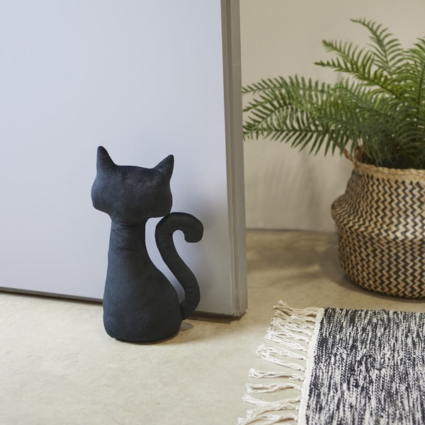 Balvi Türstopper Miau! Farbe Schwarz Türhalter in Katzenform Polyester 28 cmSCHÜTZT