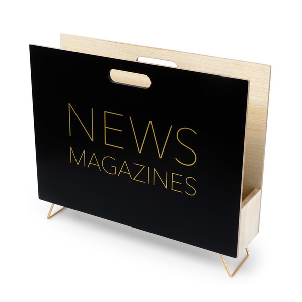 alvi Revistero News Color negro Para revistas, catálogos y diarios Con asa Madera DMGRAN CAPACIDAD Y