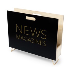 alvi Porte-revues News Couleur noir Pour les magazines, catalogues et journaux Avec poignée Bois MDF