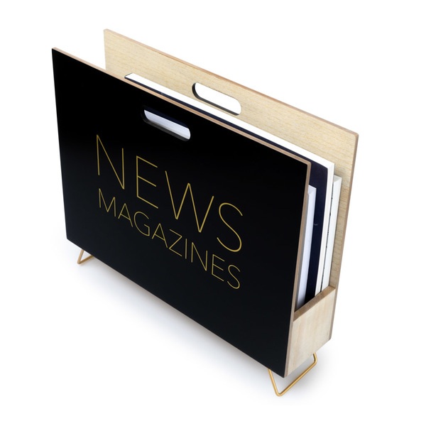 alvi Revistero News Color negro Para revistas, catálogos y diarios Con asa Madera DMGRAN CAPACIDAD Y