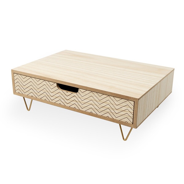 alvi Support pour écran Nordic Couleur bois Surélève écran Avec tiroir Bois MDF 34,4cmBON POUR LA PO