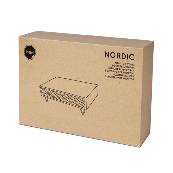 alvi Support pour écran Nordic Couleur bois Surélève écran Avec tiroir Bois MDF 34,4cmBON POUR LA PO