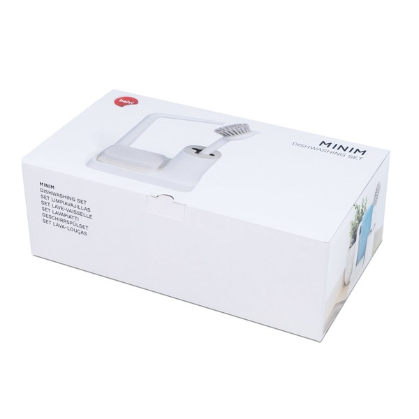 alvi Set lavapiatti Minim Colore bianco Con spazzola supporto per il panno Con spugna Con tappi anti