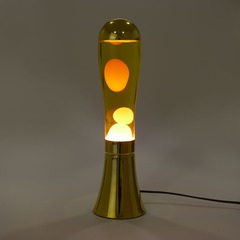 alvi Lavalampe Magma Golden Farbe Original und Spaß Lampe Lava Modernes Dekorationselement Aluminium