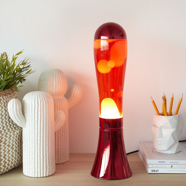 alvi Lampe Lava Magma Couleur rouge Lampe avec lave originale et amusante Article de déco moderne Al